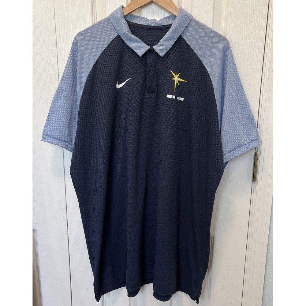 Mens Tampa Bay Rays Nike Dri Fit 2020 Polo Shirt Blue XXL 553262-14091